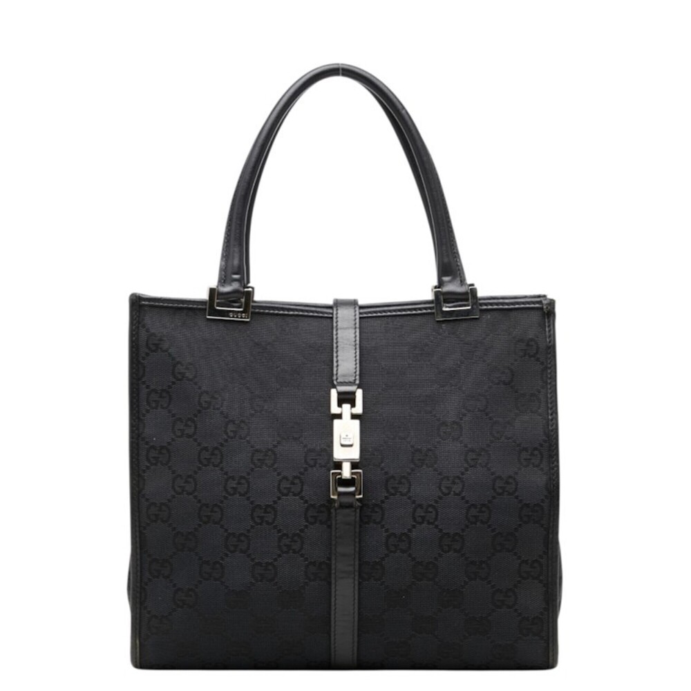 Gucci GG Canvas Jackie Handbag Tote Bag 002 1065 Black Leather Women's GUCCI